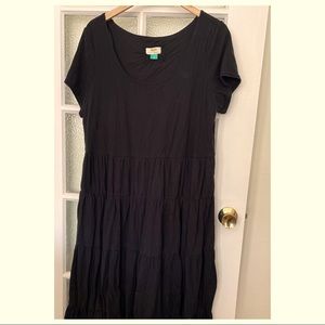 Maeve Anthropologie black dress with tiered skirt 1x